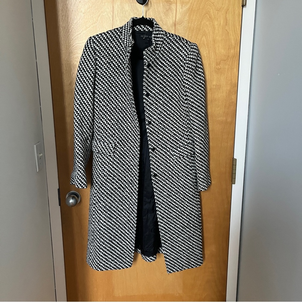ANTONIO MELANI Black and White Houndstooth Coat